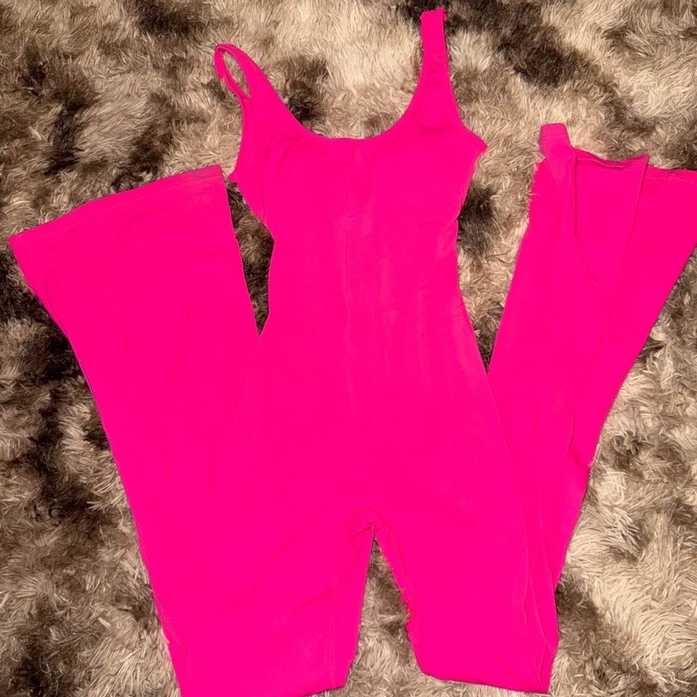 Hot Pink Jumpsuit with Sleeveless Design and Full-Length Legs